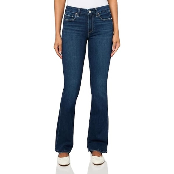 PAIGE 27 Hollywood Hills Classic Rise Bootcut Dark Blue Jeans Y2K Western 90s - Picture 2 of 14